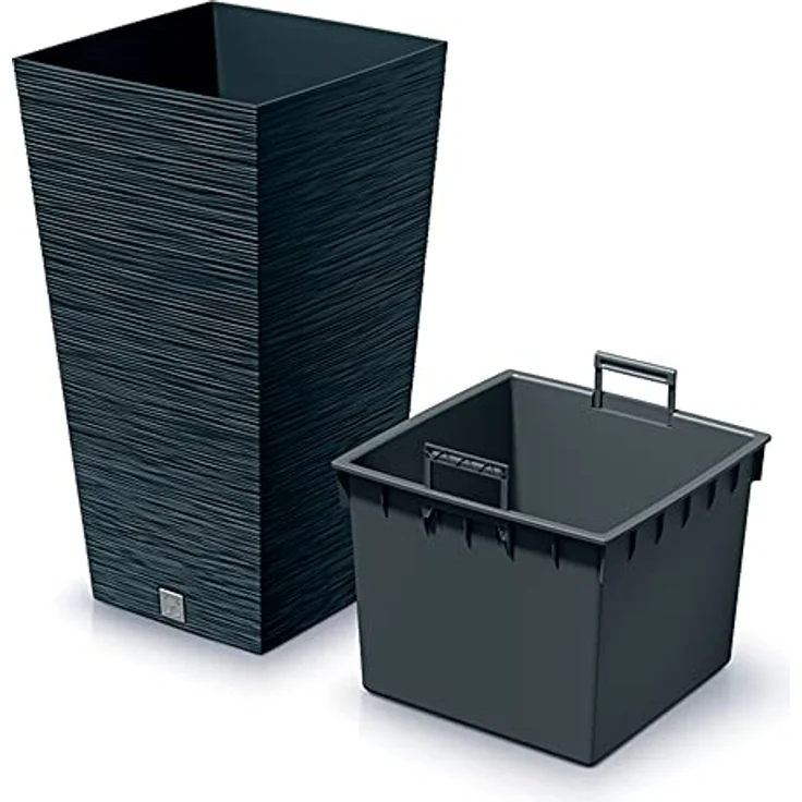 Prosperplast Furu Square Pflanzgefäß, rechteckig, Kunststoff, 75,5 cm hoch, 91,5 l Fassungsvermögen, mit auslaufsicherem Deckel – Bild 3