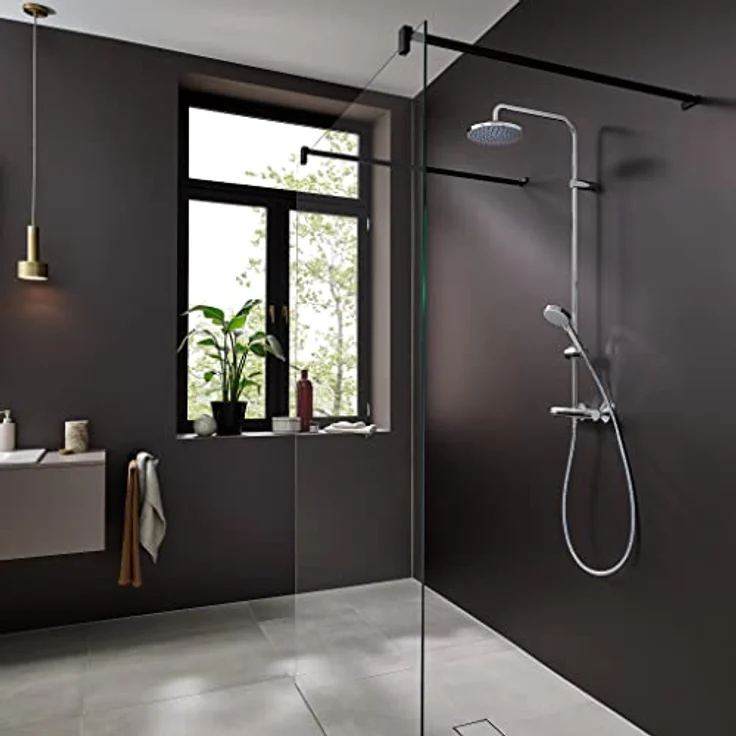 hansgrohe Vernis Blend Duschsystem 200, wassersparend mit Thermostat und Kopfbrause (Rain), Chromoberfläche – Bild 12