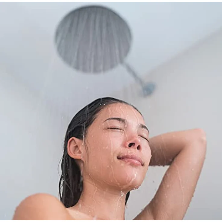 relaxdays Regenduschkopf Duschkopf Regendusche rund, 200 mm, Hochglanz Design mit Spiegeleffekt, Edelstahl, Anti-Kalk-Düsen – Bild 6