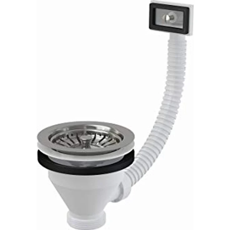 Alcadrain Ablaufventil 6/4" für Spülbecken mit Edelstahlgitter DN115 und Flexiüberlauf – Bild 1