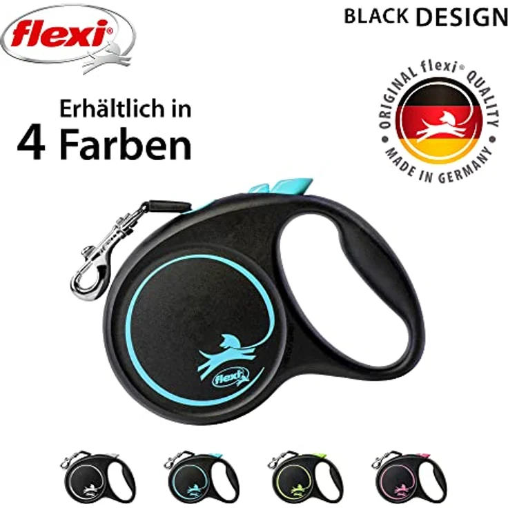 flexi Rollleine Design - Schwarz/Blau - M, Small, Deutsche Qualität, Patentiertes Bremssystem – Bild 4