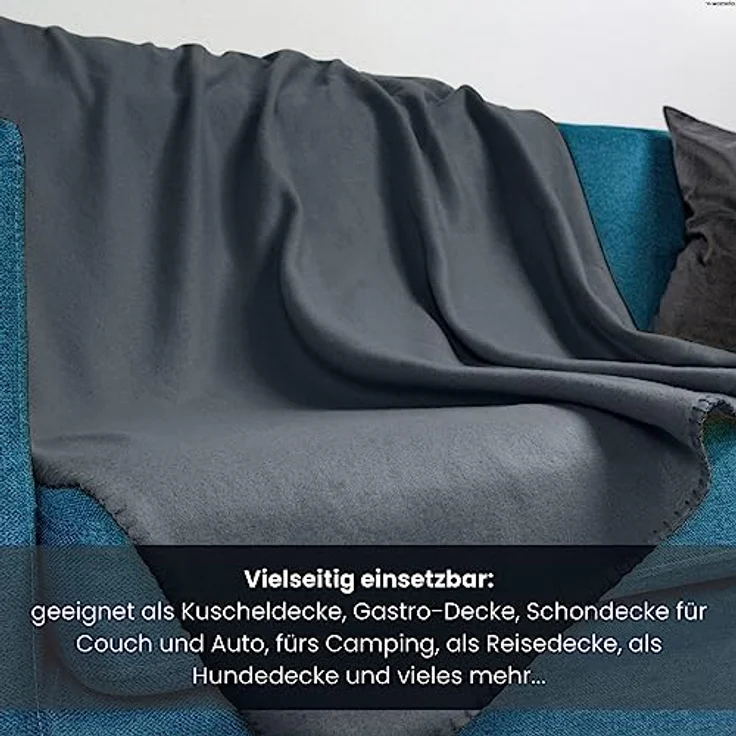 wometo 3er Set Polar Fleecedecke oekoTex 130x160 ca. 400g mit Anti-Pilling und Kettelrand dunkelgrau grau – Bild 5
