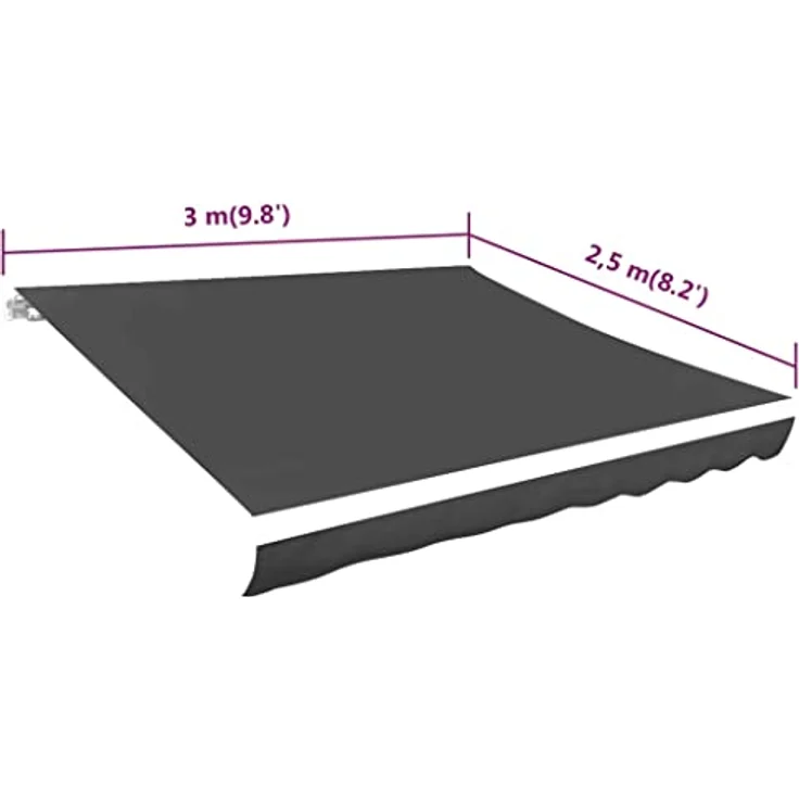DELUKE® Markisenbespannung Markisenstoff Wasserabweisend Reißfest | Anthrazit, für 300x250cm Rahmen | Markise mit Volant – Bild 2