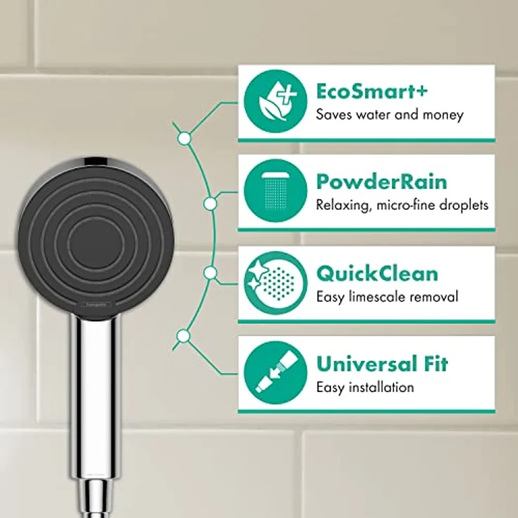hansgrohe Handbrause Pulsify S, 10,5cm, 1 Strahlart wassersparend+, Graphitgrau – Bild 2