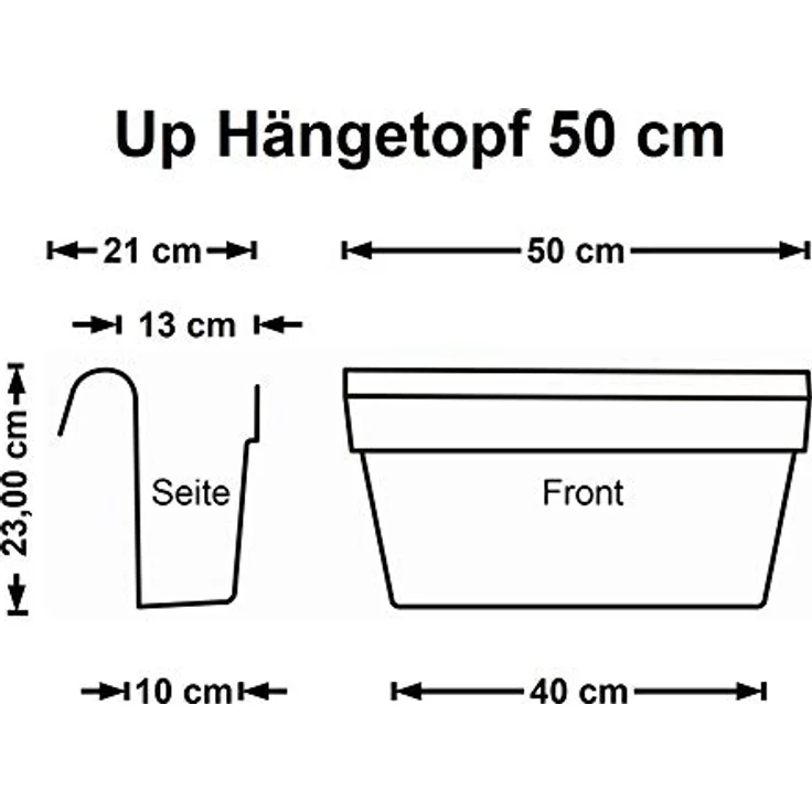 GAUTZSCH Pflanzkasten Cassetta UP, hängbar, 50 cm, anthrazit, UV- und frostbeständig, 9 l – Bild 2
