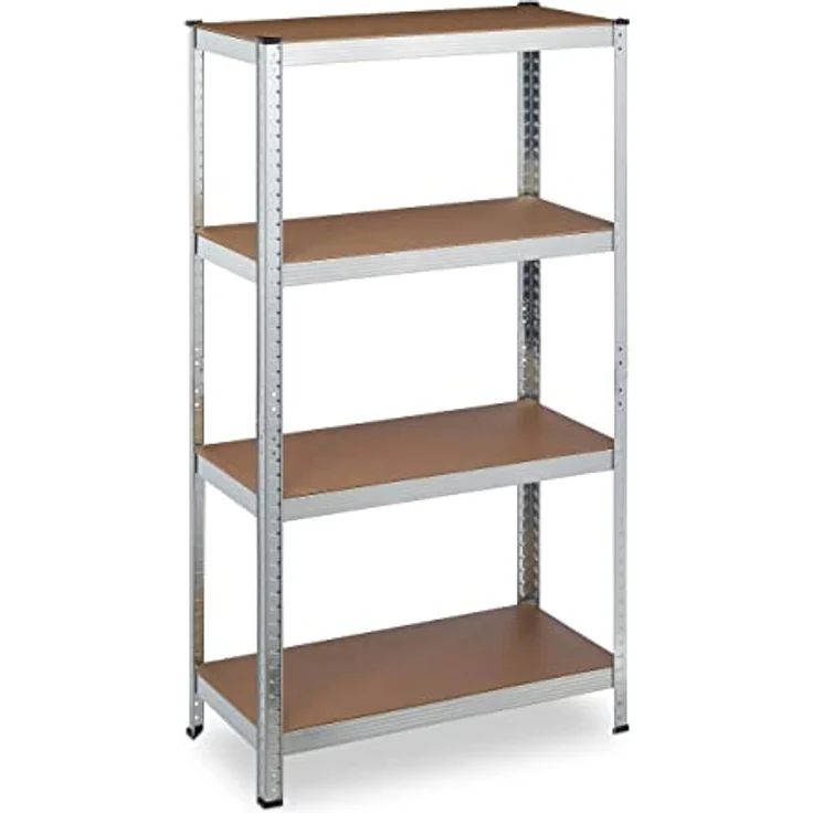 Schwerlastregal verzinkt, Traglast 280kg, 157x80x40 cm, 4 Böden, zum Stecken, Stahl, Lagerregal Keller, silber – Bild 1