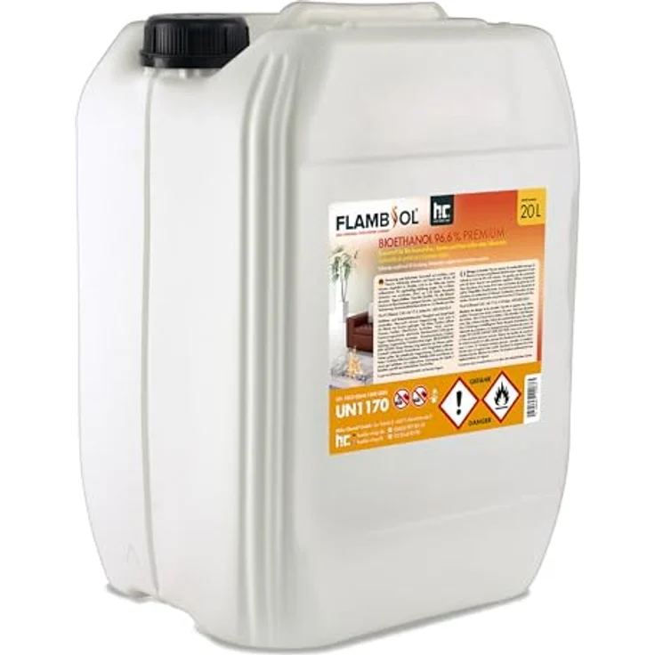 Höfer Chemie 2x 20 L FLAMBIOL® Bioethanol 96,6% Premium für Ethanolkamin in Kanistern – Bild 1