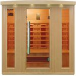 PureHaven Infrarotkabine Kopenhagen 175x120x190 cm aus kanadischem Hemlock-Holz mit Bluetooth-Soundsystem, Lichttherapie in 4 Farben und digitaler Steuerung