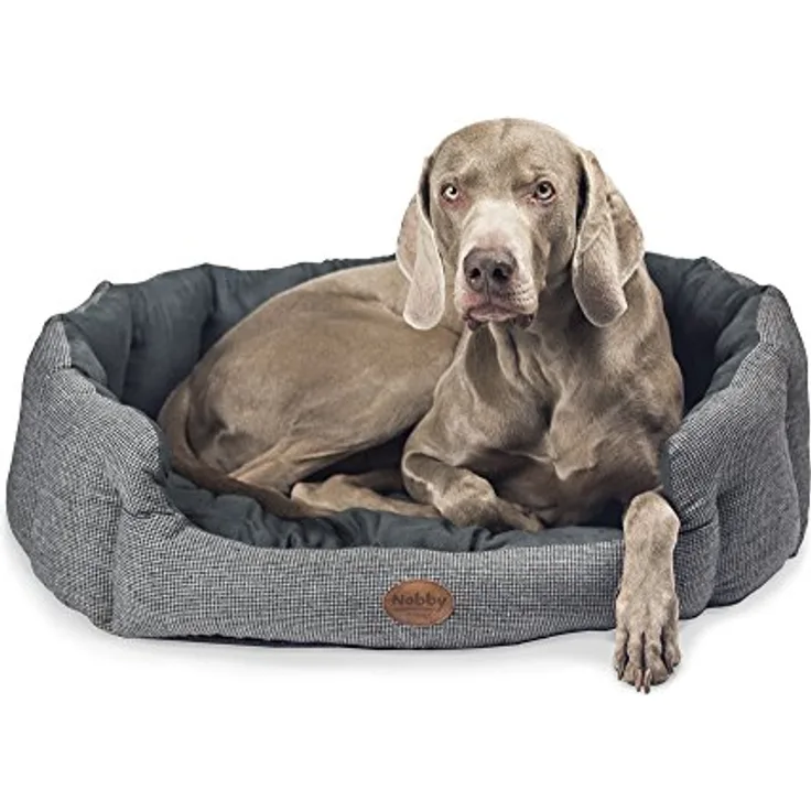 Nobby Komfort Bett oval "JOSI" grau L x B x H: 55 x 50 x 21 cm, mit Wendekissen und Anti-Rutsch-Noppen