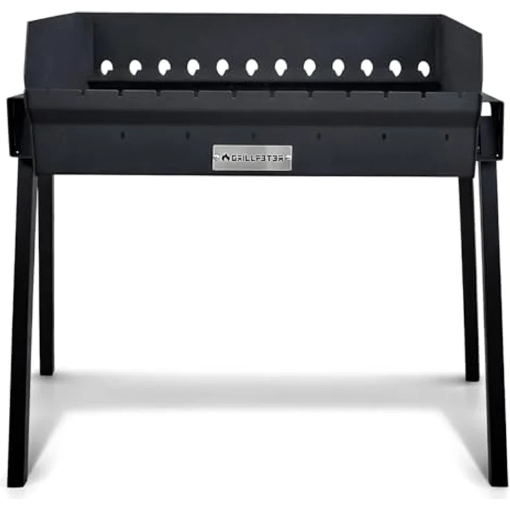 Grillpeter Profi Mangal Bulat 70 Schaschlikgrill, 3mm Stahl mit Edelstahl-Deckel und Ablagen – Bild 3