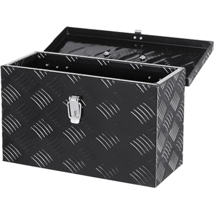 VEVOR Werkzeugkasten Aluminium, 406 x 190 x 254 mm, wasserdicht, korrosionsbeständig, schwarz, mit seitlichem & oberem Griff – Bild 1