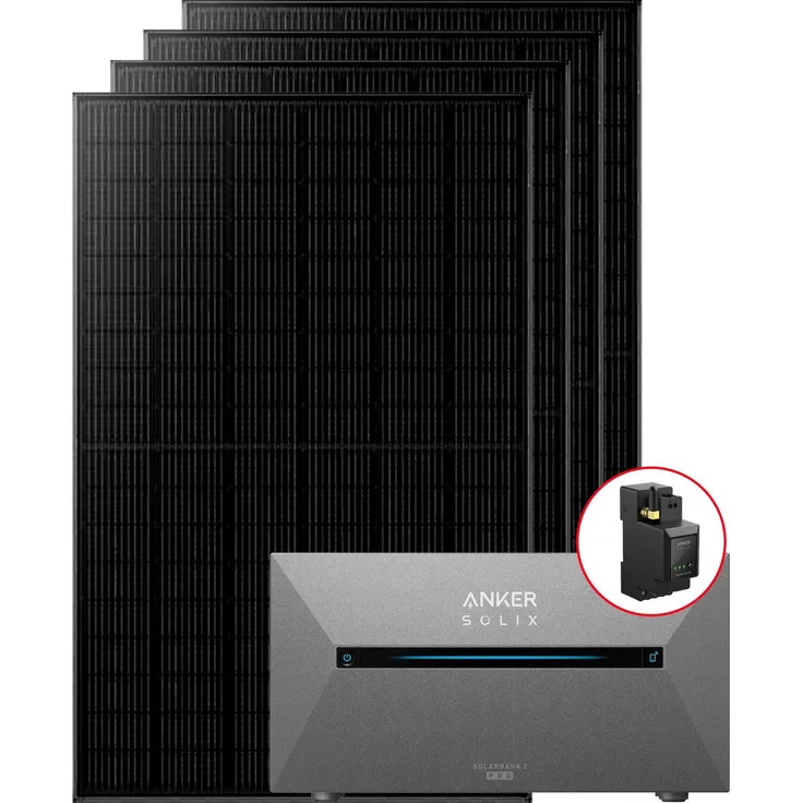 Anker SOLIX 2 Pro Balkonkraftwerk 1820W, inkl. Solarbank 2 Pro mit 1,6 kWh, Smart Meter - Ohne Halterung