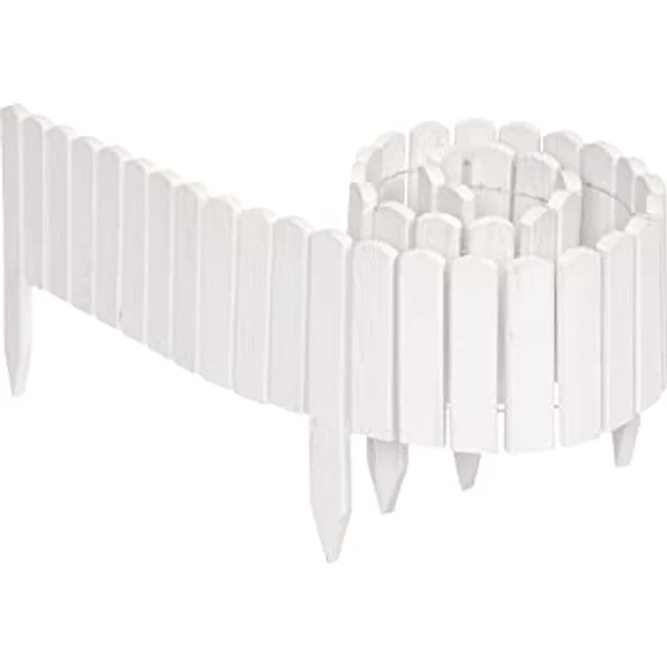 Garronda Beeteinfassung Holz Rollzaun Gartenzaun imprägniert Flexibler Rollborder Rasenkante Palisade Umzäunung für Garten Länge: 200 cm GD-0046 (Weiß, Höhe: 10 cm) – Bild 1