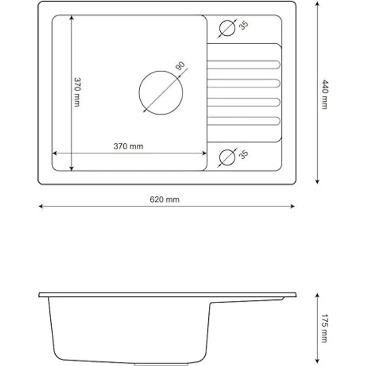 Lindbergh Spülen Rein Schwarz Antibakterielle Granit Spüle "SIM44 + 1-Nero" + Siphon Einbauspüle Küchenspüle Spülbecken + IMPRÄGNIERUNG - Verbundstoffe MADE IN GERMANY (5. Spüle SIM44 + Armatur 1-Nero) – Bild 4