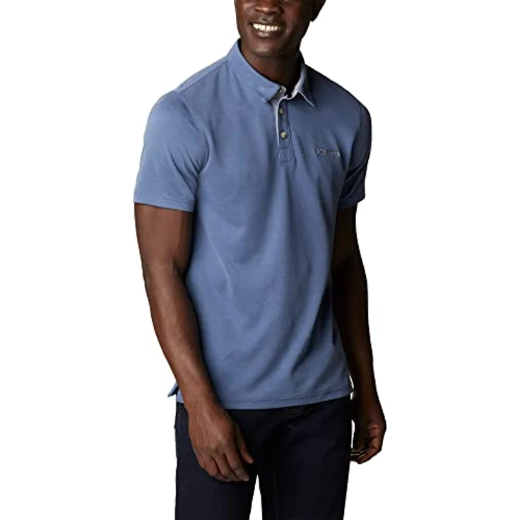 Columbia Nelson Point Polo-Shirt für Herren, bequemes Material aus 70% Modal und 30% Polyester, blau, Größe S – Bild 5
