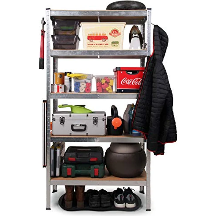 ONDIS24 Schwerlastregal Metallregal Thomas, Lagerregal 90 x 40 x 180 (H) cm, Steckregal 5X 175kg belastbar, Grau – Bild 3