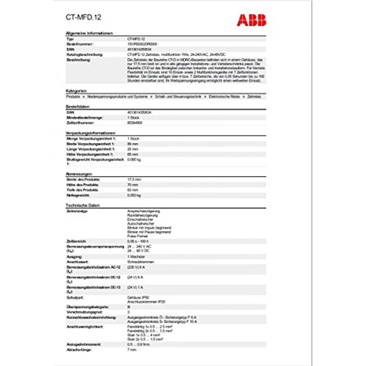 ABB e234ct-mfd Timer, Zeitschaltuhr mit ansprechverzögerter und rückfallverzögerter Funktion – Bild 2
