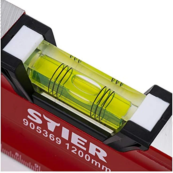 STIER Premium Wasserwaage, mit Magnet und drei Libellen, 1200 mm, 0,5 mm/m, vertikal und horizontal messen, Spiegel-Lotlibelle, präzise Messung, Aluminiumlegierung, doppelt gefräste Oberfläche – Bild 4
