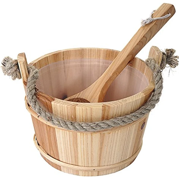 Mendler Saunakübel mit Einsatz HWC-B26, Saunazubehör Saunaeimer Saunakelle Aufguss, Kiefernholz 3,5 L ~ hell-braun – Bild 6