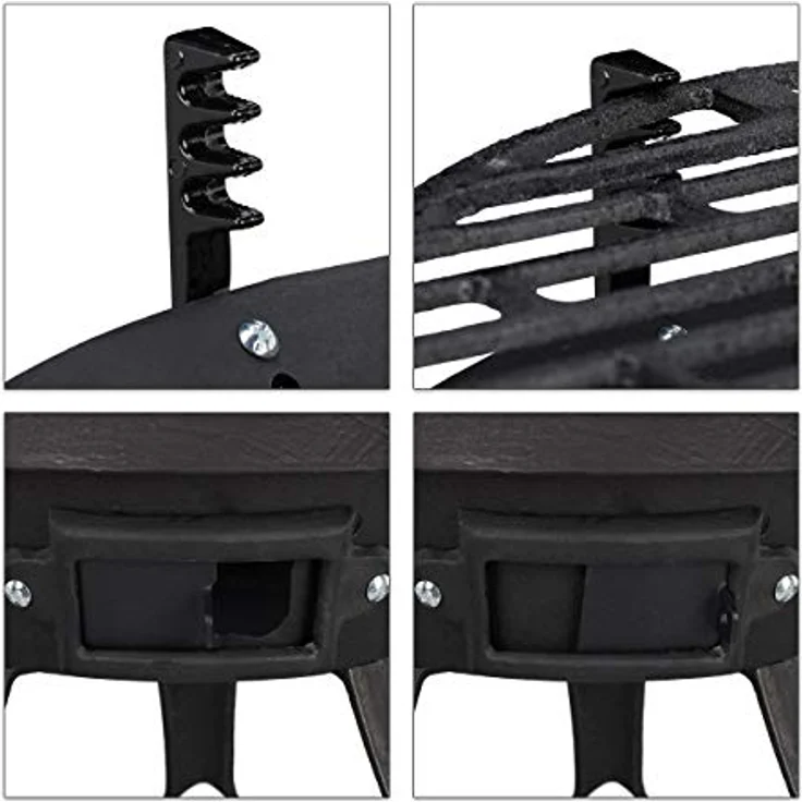 Relaxdays Holzkohlegrillfass Gusseisen, höhenverstellbarer Holzkohlegrillrost, Belüftung, Fassgrill für Holzkohle, HBT 40x45x36cm, schwarz, Grillfläche 35 cm – Bild 8