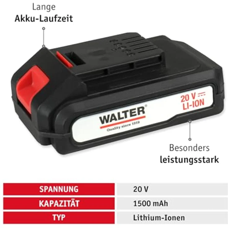WALTER Farbsprühgerät Farbsprühsystem 20 V, 10-tlg Set mit 2 Sprühaufsätzen, 2 Behältern & Akku für DIY-Projekte – Bild 5