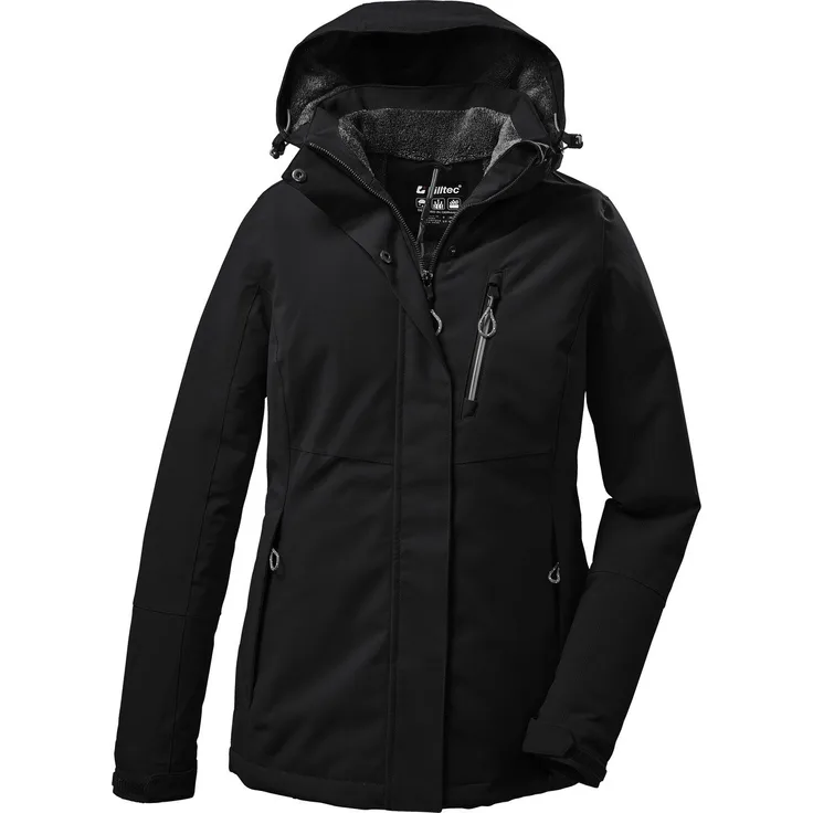 Killtec Softshelljacke Outdoorjacke KOW140 Damen Funktionsjacke wasserdicht atmungsaktiv Teddyfleece gefüttert PFC-frei Schwarz