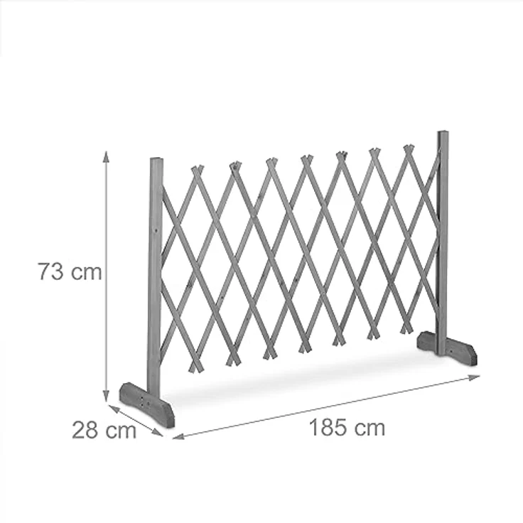 Relaxdays Rankgitter Holz, ausziehbar bis 185 cm, Rankhilfe Kletterpflanzen, Scherengitter freistehend, Garten, grau – Bild 4