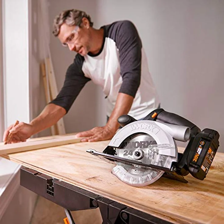WORX WX529.9 Akku Handkreissäge 20V - mit einstellbarem Schnittwinkel, schnellem Sägeblattwechsel & Anschluss für Staubabsaugung ? 150mm ? Ohne Akku & Ladegerät – Bild 4