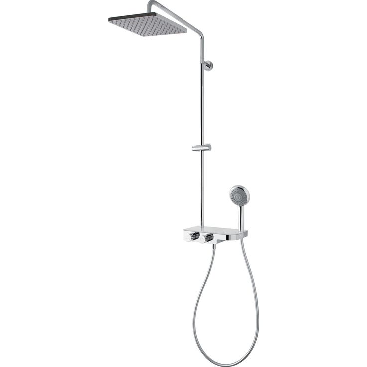 Breuer Aquamaxx 340 Duscharmatur mit Glasablage, Thermostat, eckige Kopfbrause, chrom