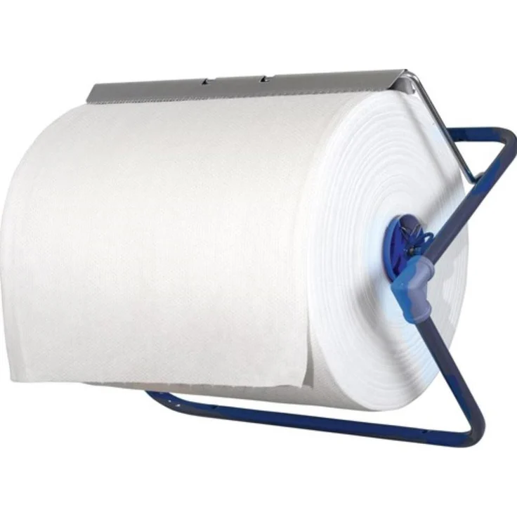 Profix Papierhandtuchspender Wandhalter MET mit Abrissschiene, blau, für Industrierollen bis 400 mm Ø und Breite