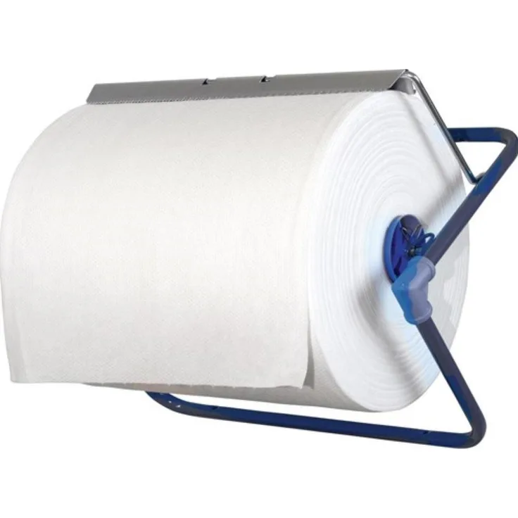 Profix Papierhandtuchspender Wandhalter MET mit Abrissschiene, blau, für Industrierollen bis 400 mm Ø und Breite