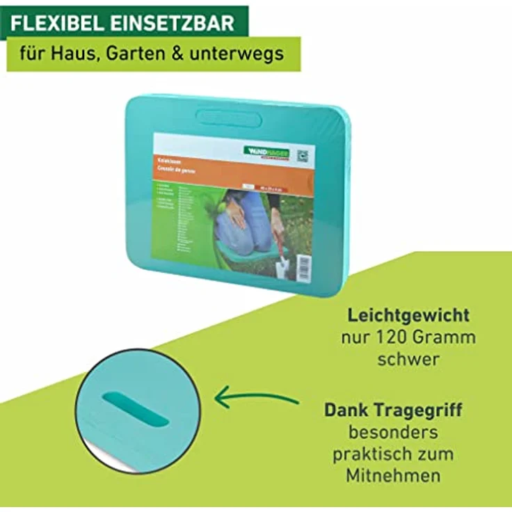 Windhager Permium Kniekissen, Sitzkissen, Mehrzweckkissen ideal für Arbeiten im Garten, Haus und Werkstatt, türkis, 40 x 30 x 4 cm, 06254 – Bild 5