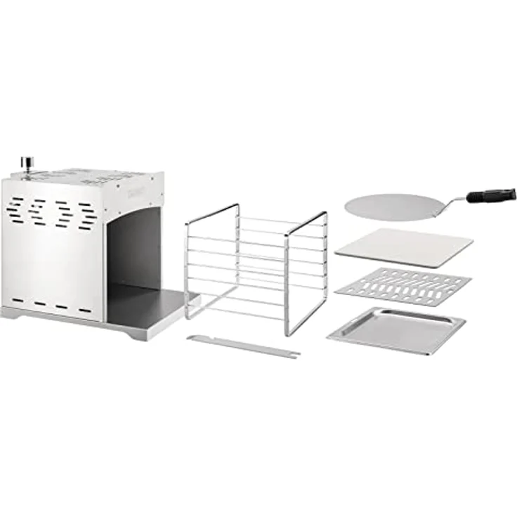 TAINO XXL Hochleistungsgrill Gas bis 800°C, Edelstahl Silber mit Pizzastein und rostfreiem Grillrost – Bild 4