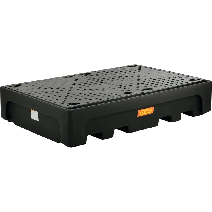 Cemo IBC-Auffangwanne "IBC" 1.100 l, PE, unterfahrbar, B x H x T: 223 x 47 x 146 cm, mit PE-Lochplatte und zwei Einheiten, 10952