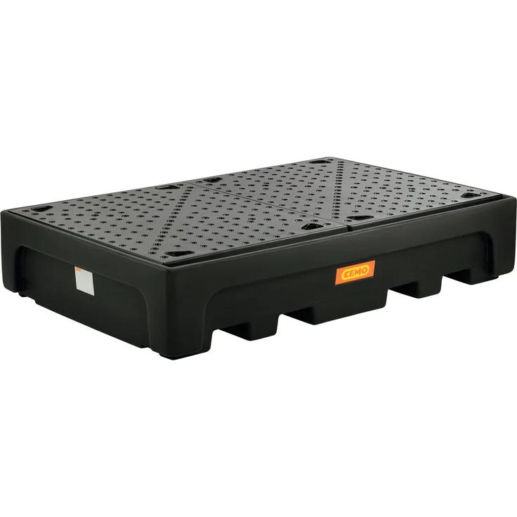 Cemo IBC-Auffangwanne "IBC" 1.100 l, PE, unterfahrbar, B x H x T: 223 x 47 x 146 cm, mit PE-Lochplatte und zwei Einheiten, 10952