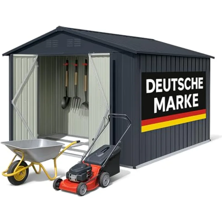 Albatros Profi Gerätehaus XXL, verzinktes Metall in Anthrazit (RAL 7016), 259x313x192cm, 15,5m³, inklusive Schloss & Werkzeughaken, wetterfest