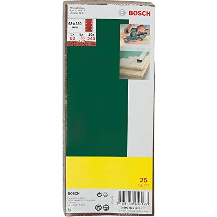 Bosch 25tlg. Schleifblatt-Set zur Spannbügelbefestigung, verschiedene Materialien für Schwingschleifer (Körnung 60-80-120-240, 8 Löcher) - Preisvergleich – Bild 2