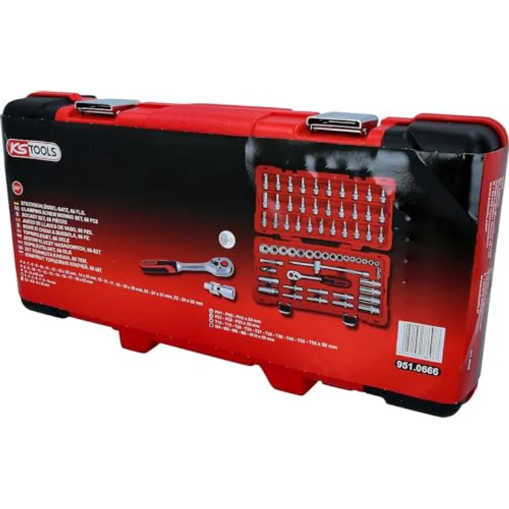 KS Tools Bit- und Steckschlüsselset 3/8", 66-tlg, 6-kant, mit FlankTraction-Profil, Chrom Vanadium, in stabilem Kunststoffkoffer – Bild 4