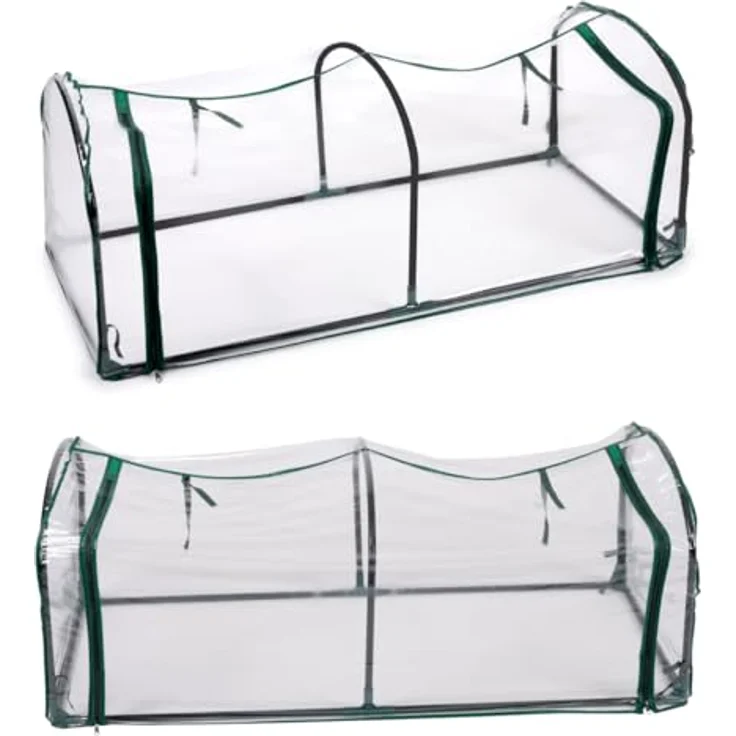 KINZO Tunnelgewächshaus 130 x 50 x 60 cm, wetterfestes Foliengewächshaus ohne Boden für Gemüse- und Pflanzenanbau, transparent – Bild 2