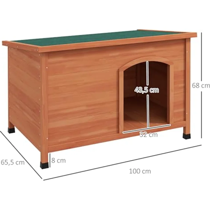 PawHut Hundehütte aus Holz Kleintierhaus mit Asphaltdach, erhöhtem Design für Outdoor Grau 100 x 65,5 x 68 cm – Bild 5