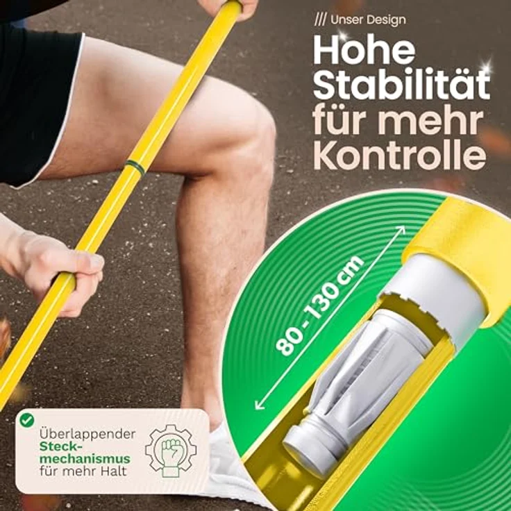 Krallenbesen Set 40 cm Kunststoff mit Teleskopstiel Kehrgarnitur gebogenen Borsten Gartenbesen Straßenbesen Kehrbesen (Besen + Kehrschaufel Set – Bild 4