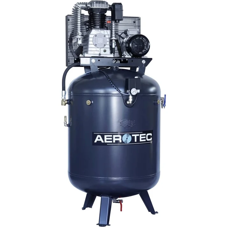 Aerotec Druckluft-Kompressor 25150000, Kolbenkompressor 500l, 10 bar, ölgeschmiert, 2 Zylinder, keilriemenbetrieben