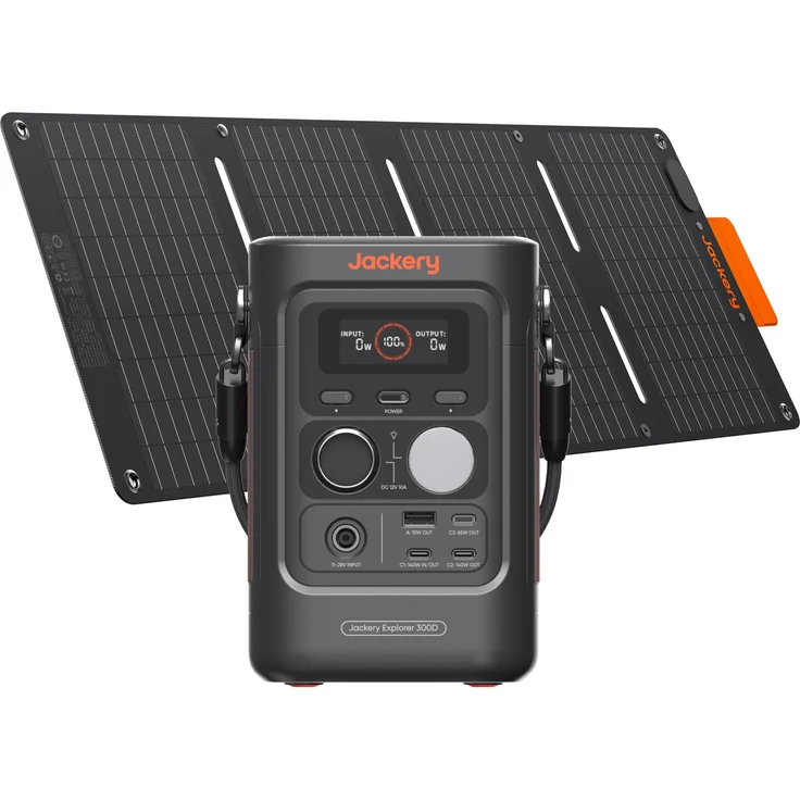 Jackery Explorer 300D, Tragbare Powerstation mit 40W Solarpanel, 288Wh LFP-Batterie, 300W DC-Leistung, ideal für Camping und Wandern