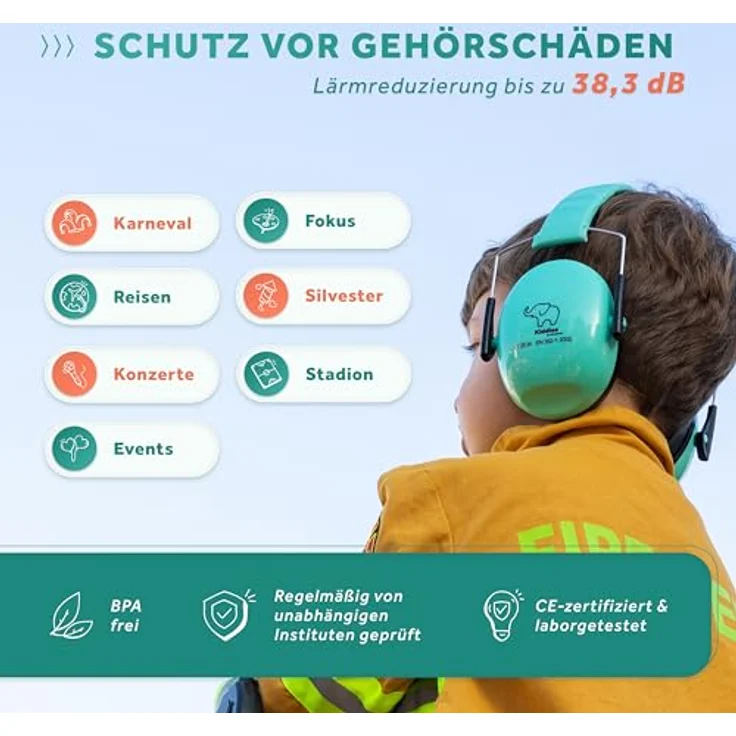 Schallwerk Kapselgehörschutz SCHALLWERK ® Kapselgehörschutz Kiddies, bis zu 27 dB Lärmschutz, für Kinder – Bild 2