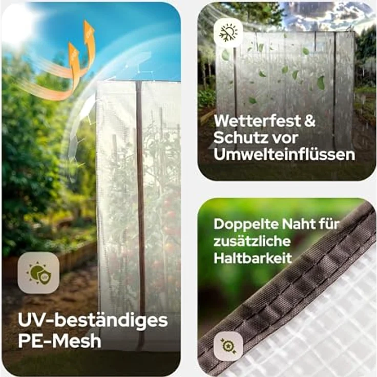 Arebos Tomatengewächshaus Foliengewächshaus mit 2 Belüftungsfenster | 200x77x170 cm Frühbeet, Gemüse, Blumen, Obst | Gewächshausfolie – Bild 4