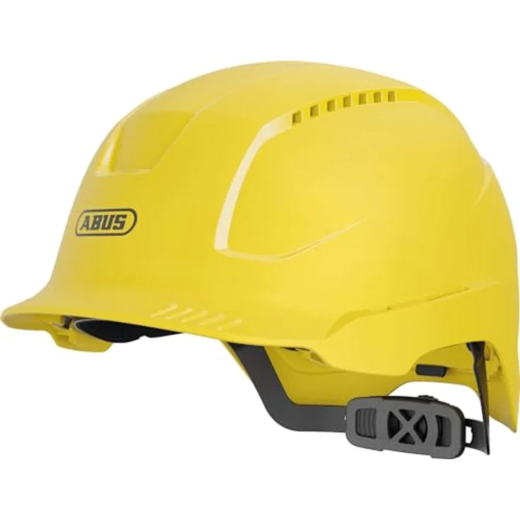 ABUS Bauhelm Scator, belüfteter Schutzhelm nach EN 397, robust und schlagfest, größenverstellbar mit Drehverschluss, gelb – Bild 4