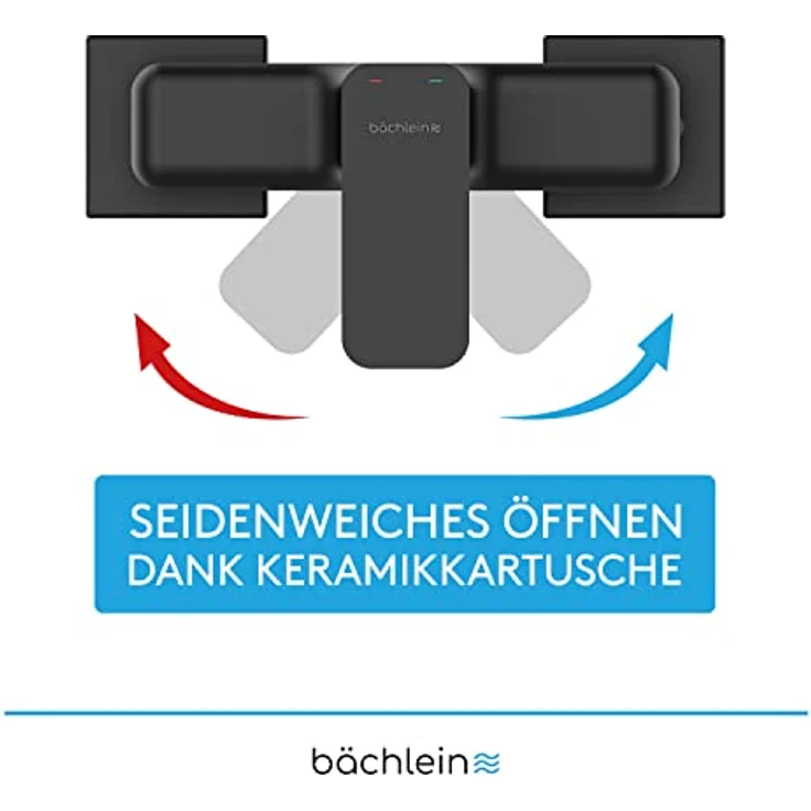 Bächlein Duscharmatur Leonte in Kantigem Design – Mischbatterie Komplettset inkl. allem Zubehör – Einhand-Wasserhahn für die Dusche Matt Schwarz – eckig – Bild 2