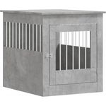 vidaXL Hundekäfig im Möbelstil, Abschließbar Hundebox mit Tür, Hundehütte Beistelltisch mit 2-in-1-Funktion, Hundehaus Haustierkäfig, Betongrau 64,5x80x71cm Holzwerkstoff