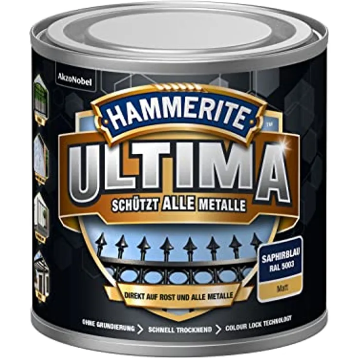 HAMMERITE METALLSCHUTZLACK ULTIMA MATT SAPHIRBLAU RAL5003 250ML