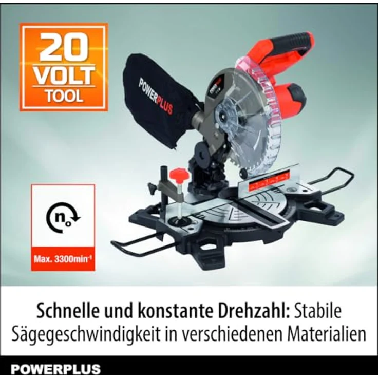 POWER plus Dual Power Akku Kapp und Gehrungssäge POWDP2550-20V, Gehrungs- und Kappsäge, Ø210mm, Stabile Sägegeschwindigkeit, Holzsägeblatt inklusive – Bild 4
